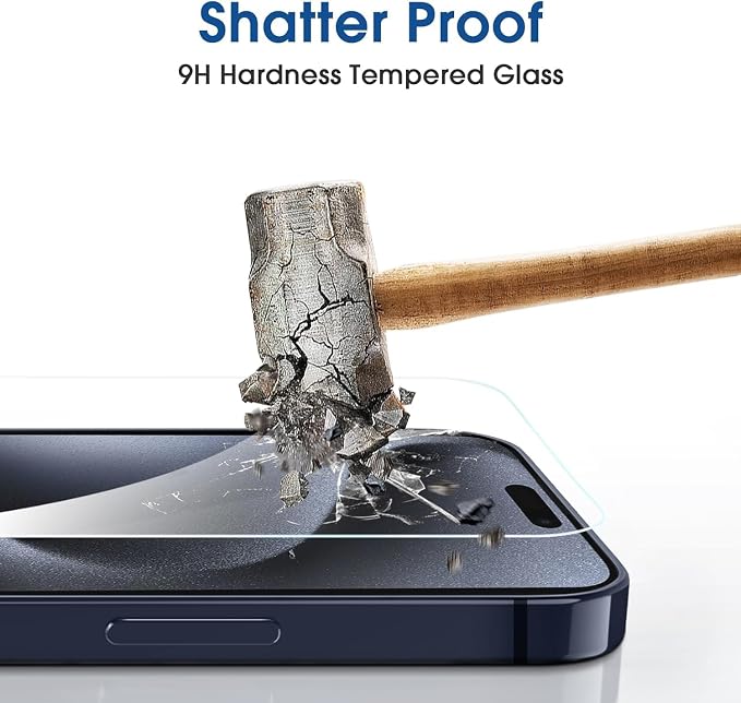 amFilm OneTouch for iPhone 15 Pro Max Screen Protector 6.7'' Tempered Glass | Auto-Alignment, 30s Install, Bubble Free, Scratch & Drop Protection, HD Clear, Camera Lens Protector, 2+2 Pack (15P-6.7'') - Image 4