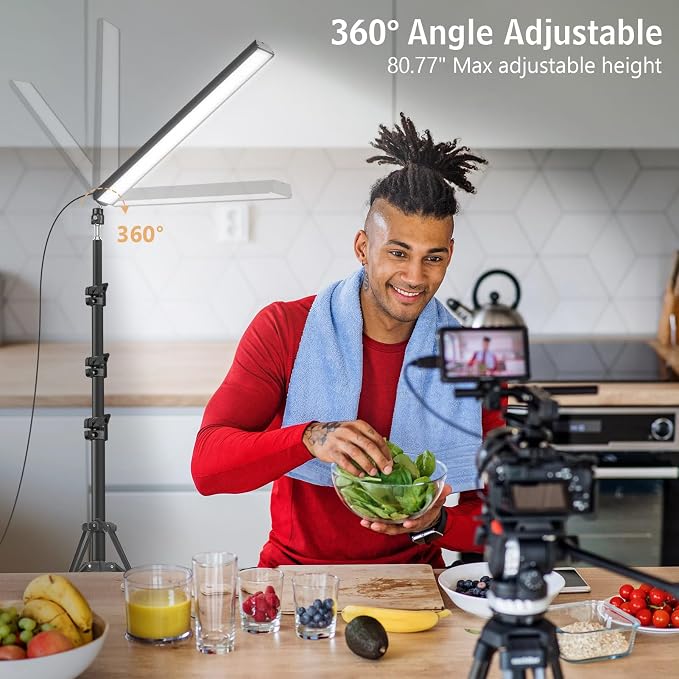 2 Pack Led Video Light Wand Stick, Obeamiu 5600K Led Photography Lighting Wand Kit with 63'' Tripod Stand/Color Filters, Studio Photo Lights for Video Recording/Streaming/Portrait/Vlog/Makeup/Podcast - Image 6