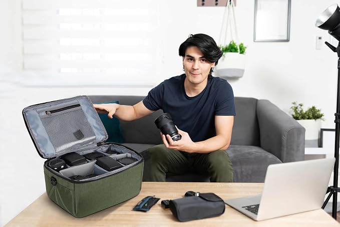 Koolertron Dslr Camera Insert Bag Purse Universal Liner Lens Pouch Partition Protective Cover Waterproof Sleeve for Cannon/Nikon/Sony (Green) - Image 3