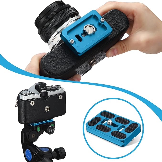 Frienda Quick Release Plate Tripod 1/4-20 DSLR,Pu60,Blue | Tripod Mount Plate, Camera Tripod Mount for DSLR Camera Tripod Ball Head , Metal, 1.9 x 1.5 x 0.4 Inch - Image 5