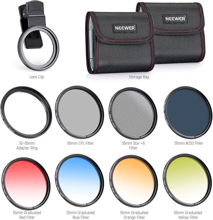 NEEWER 55mm ND + CPL + Star + 4 Graduated Color Filter Set | With Phone Lens Clamp, Compatible with iPhone 17 16 16e 15 14 Pro Max Plus Samsung Galaxy S26 S25 Ultra - Image 8