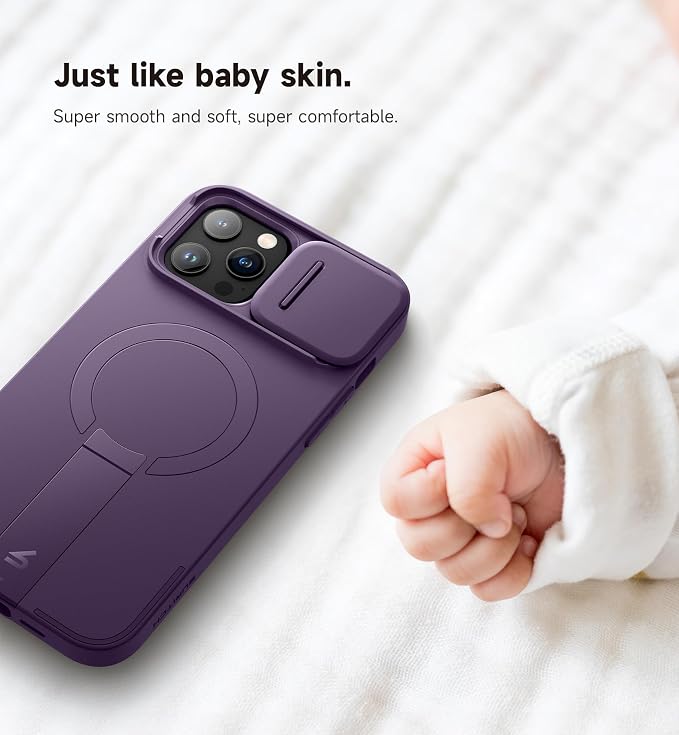 SURITCH for iPhone 13 Pro Max/12 Pro Max Case with Magnetic Camera Slide Cover and Adjustable Kickstand, Compatible with MagSafe, Shockproof Bumper Case Slim Protective Cover 6.7 Inch, Dark Purple - Image 7