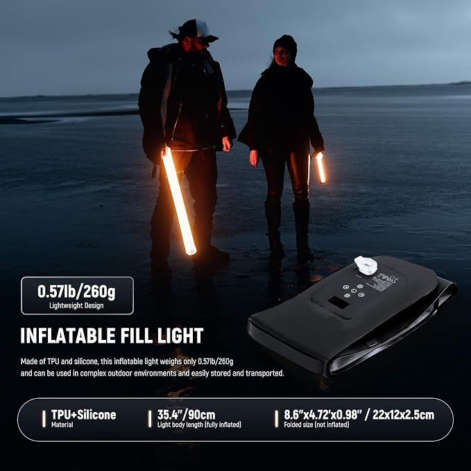 NEEWER Basic 21W Handheld LED Fill Light 35.5"/90cm, Bi Color Portable Inflatable TPU Video Lighting, 2700-6500K 1300Lux 12 Effects CRI95 2500mAh Battery, for Studio Photography Video Recording, GC21B - Image 6