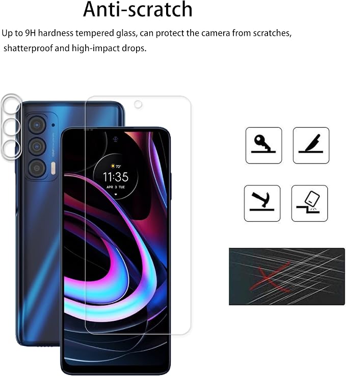 [2+2 Pack] Glass Screen Protector Compatible for Motorola Moto Edge 2021 / Moto Edge 5G UW 2021 Tempered Glass Camera Lens Protector - Image 4