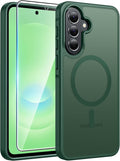 FNTCASE for Galaxy A37/A36 5G Phone Case, Fit for Magsafe, Screen Protector | Translucent Matte Magnetic Back, 14FT Military Grade Drop Protection, Shockproof Protective, for Samsung A37 Cover, Green by FNTCASE