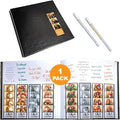 2x6 Photo Strip Album, Black Cover White Pages, 2 Gel Pens | Leather-cover photo strip scrapbook journal holds 2x6 photos. Album guest book for weddings, graduations, anniversaries. by PhotoBoothNook