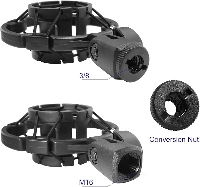Microphone Shock Mount LUORNG Universal Black Anti-Vibration Mic Holder for 42~46mm/1.65~1.81in Diameter Studio Condenser Mic, Mic Clip Holder - Image 4