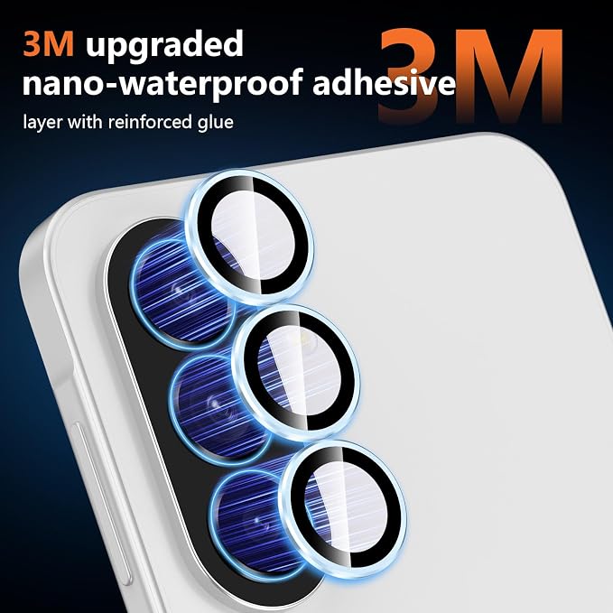 for Samsung Galaxy A37/A57 Camera Lens Protector, Individual Metal Ring Tempered Glass Lens Cover, [Strong Adsorption] Scratch Resistant Ultra-Thin HD Clear Lens Cover, 1 Set-Blue Ring - Image 4