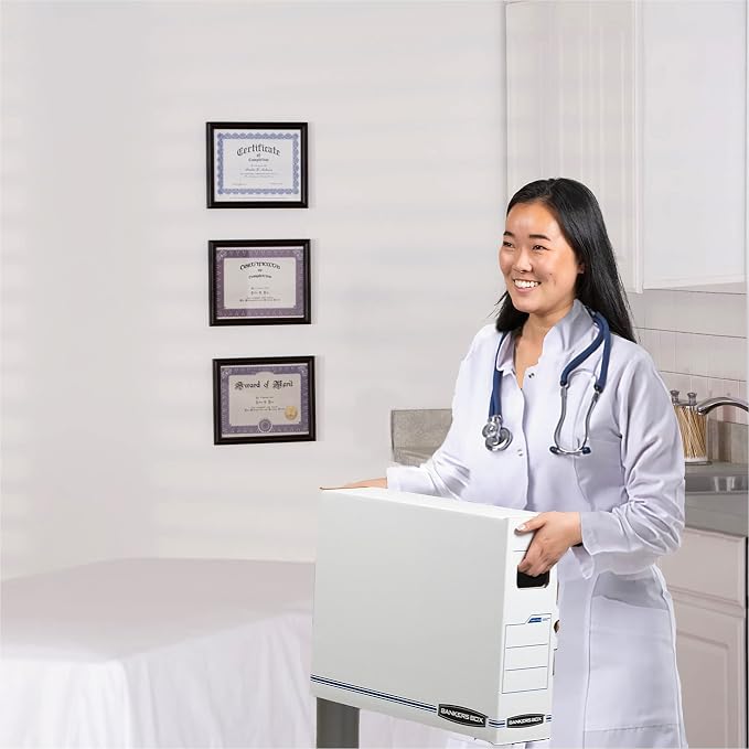 Bankers Box 12-Pack X-Ray File Storage Boxes, Secure Tab-Lock Closure | Protect sensitive x-ray film jackets with purpose-built boxes, tab-lock closure, reinforced handles, and easy storage. - Image 2