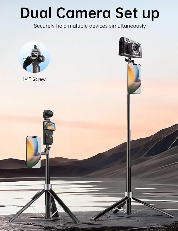 70" Magnetic Phone Tripod, Selfie Stick Tripod for iPhone MagSafe & Camera | Rechargeable Remote & 2 in 1 Magnetic Holder, 360° Rotatable Portable Cell Phone Stand for Travel Vlog Video Recording - Image 4
