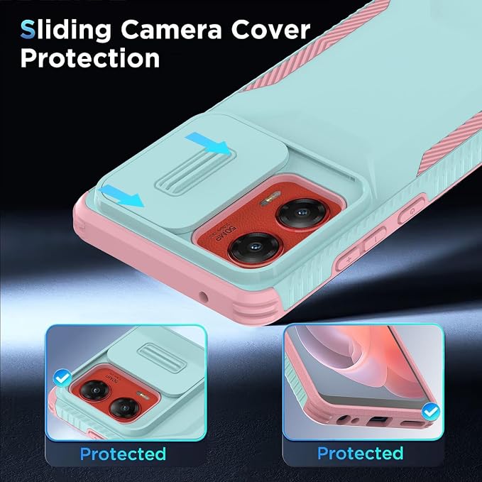 for Motorola G Stylus 5G 2024 Case with 1 HD Screen Protector & Slide Camera Cover[Military-Grade]Phone Case Heavy Duty Rugged Shockproof Protective Cover for Moto G Stylus 5G 2024(Cyan/Pink) - Image 4