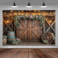 10x8ft Country Wedding Photography Backdrop Rustic Barn Door Photography Backdrop Farmhouse Pink Flower Cabin Wooden Birthday Baby Shower Wedding Bridal Party Banner Photo Booth Props Background by Mtsxfy