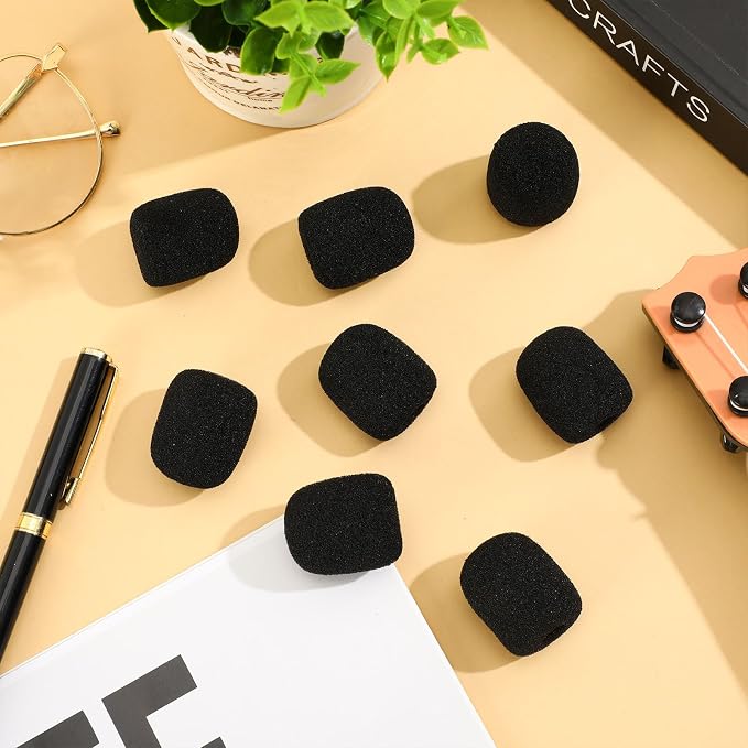 20pcs Headset Mic Foam Cover, Mini Microphone Windscreen Headsets Small Mic Covers for Office Call Center and Stage Pop Filter (Black) - Image 7