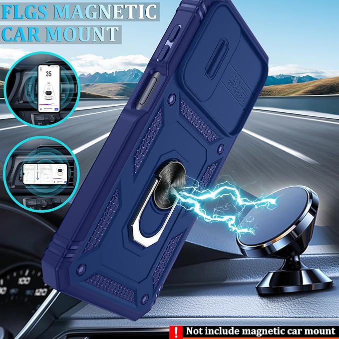 for Samsung Galaxy A15 5G Case with 2PCS Screen Protector, Build in 360° Rotating Ring Kickstand, Military Grade Protective Case for Samsung A15 Phone, Blue - Image 5