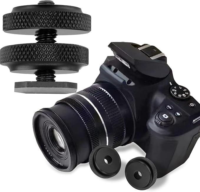 Camera Hot Shoe Mount Screw Adapter 1/4" to 1/4", BENACES 4-Pack Aluminum Alloy 1/4 Inch Nut Female Dual Thread Converter Connector for Heads, Tripods - Image 7