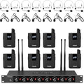 TONOR Wireless Microphones System with 8x12 Channels Headset/Lavalier Lapel Mics, Bodypack Transmitter, Receiver, 90 m/295ft UHF Range for Church Conference Performance Singing Karaoke PA Speaker by TONOR