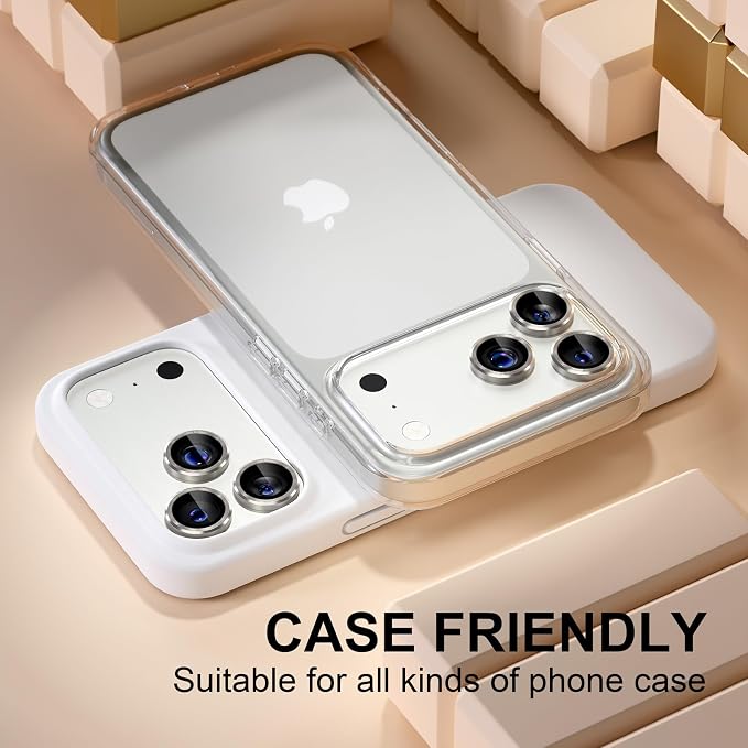 Misea Compatible for iPhone 17 Pro/iPhone 17 Pro Max Camera Lens Protector | 9H Tempered Glass Ultra HD Bling Camera Screen Protector Cover Metal Individual Ring Accessories, Natural Titanium - Image 5