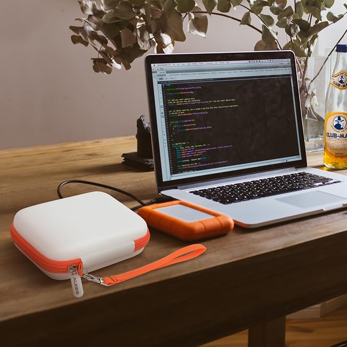 ALKOO Case for LaCie Rugged Mini 1TB/2TB/4TB/5TB External Hard Drive | Portable HDD Holder, Cable Pocket, SD Card Storage, for Photographers, Creators, Students, Office, Travel, Case Only, White - Image 6