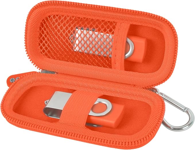 USB Flash Drive Case, SD Card/Thumb Drive/Memory Cards Holder, Bag Only | SDXC/SDHC Storage, Electronic Accessories Organizer for SanDisk / for Samsung, for Students/IT/Office/School/Travel, Orange by ALKOO