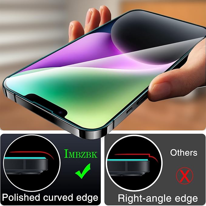IMBZBK for iPhone 14 Screen Protector, Tempered Glass, 3+3 Pack | 9H+ Hardness, Military Grade Shatterproof, Case Friendly, Bubble Free Auto-Dust Removal, with 3 Camera Lens Protectors - Image 7