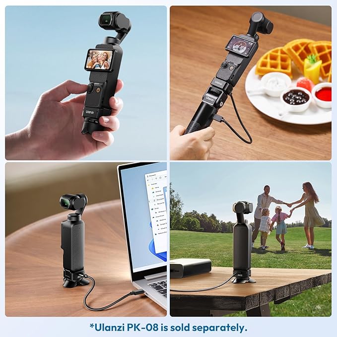 ULANZI PK-11 Pocket 3 Charging Adapter Base for DJI Osmo Pocket 3/Xtra Muse | Type-C Full-Function Port with 1/4 Screw Hole, Compatibility: Osmo Pocket 3, Black - Image 2