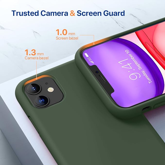Miracase Silicone for iPhone 11 Phone Case, Dark Green | Soft Anti-Scratch Microfiber Lining, Premium Silicone Cover Shockproof Drop Protection Phone Case for 11 - Image 4