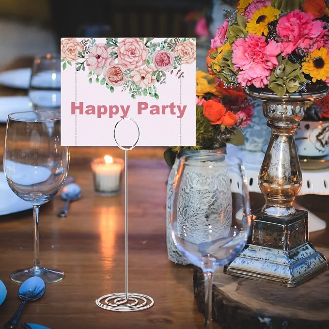 Table Number Holders, 10PCS Place Card Holder, Photo Holder (8.7" Silver) | Picture Holder, Card Stand Name Menu Clips, Large Size Table Sign Card Holder for Centerpieces Wedding Birthday Party - Image 5