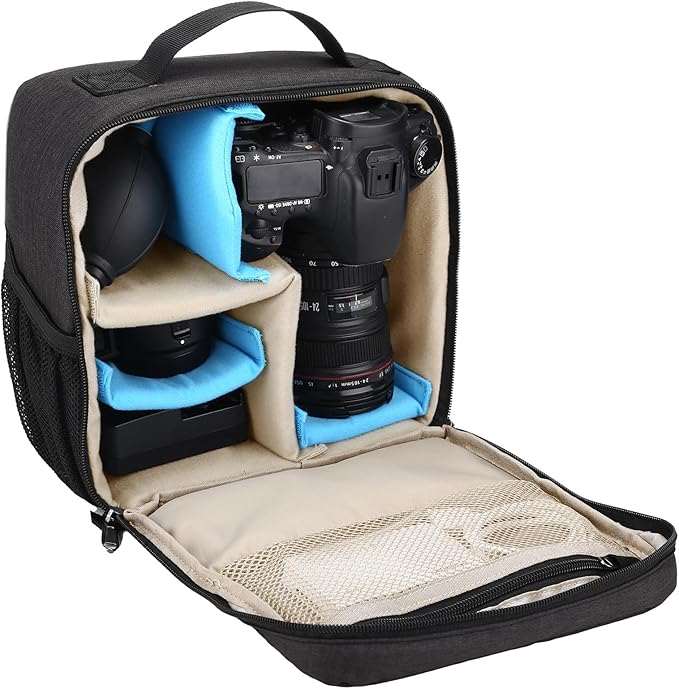 BAIGIO Camera Insert Bag Inner Case High-Capacity Shockproof and Water-resistant DSLR SLR Camera Inner Bag Foldable Protective Bag Inner Camera Organizer with Handle (Black 2) by BAIGIO