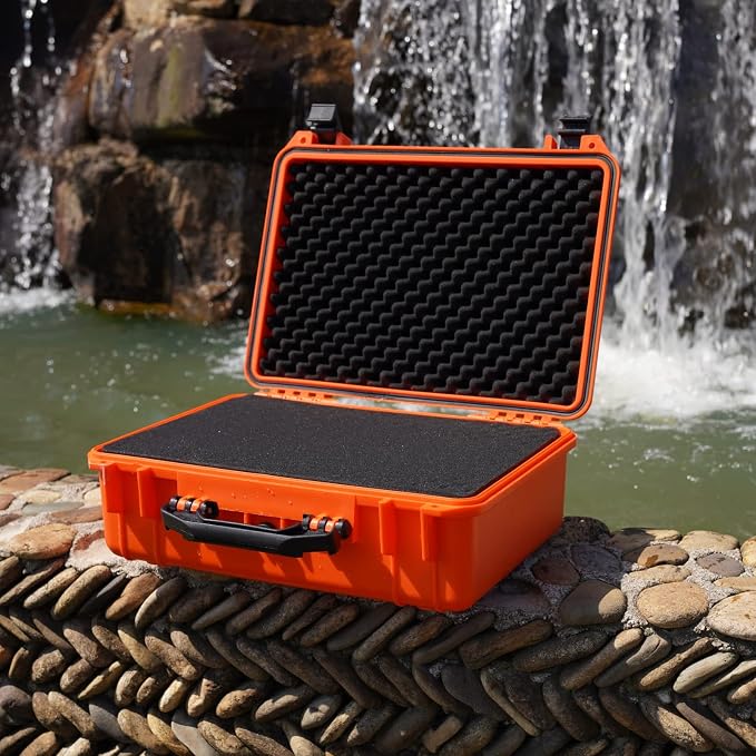MEIJIA All Weather IP67 Waterproof Hard Camera Case,Hard Protective Case,Hard Case with Customizable Foam,Fit Use of Drones,Camera,Equipments,Pistols(Orange,18.5 x14.06x6.93inches) - Image 5
