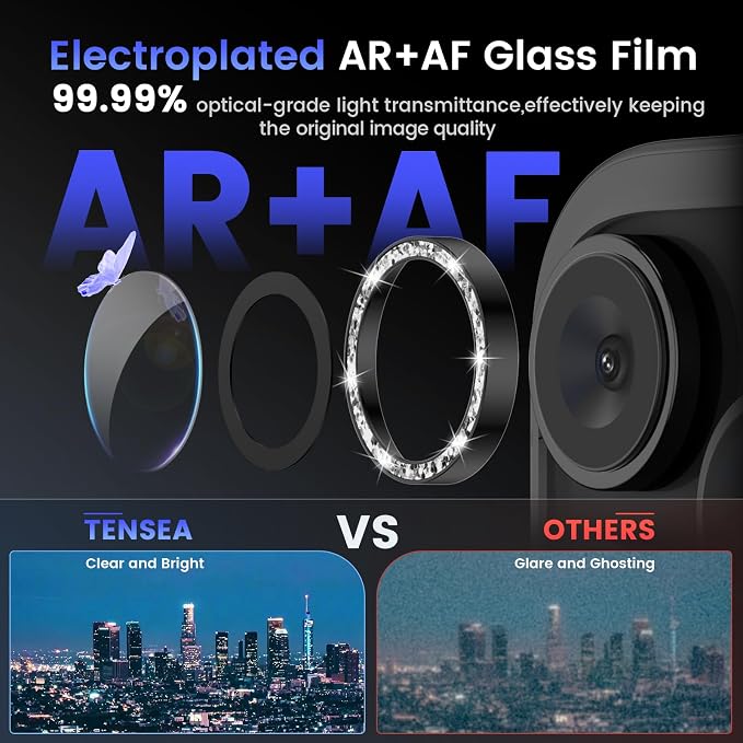 Tensea Camera Lens Protector for iPhone 16 Pro Max/16 Pro/15 Pro Max/15 Pro | Metal Aluminum Alloy Tempered Glass Cover Bling Camera Screen Protector Accessories, Case Friendly - Image 3