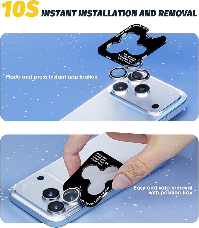 (3 Sets) Orzero Camera Lens Protector Compatible for iPhone 17 Pro&17 Pro Max&16 Pro&16 Pro Max&15 Pro&15 Pro Max&14 Pro&14 Pro Max, [EZ Install] [Case-Friendly] 9H Tempered Glass CD Pattern Lens Cover, Military-Grade Shockproof, HD Clarity Anti-Glare ... - Image 8