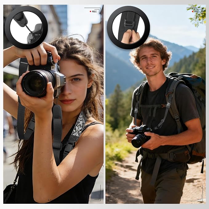 Adjustable Camera Neck Strap, Vintage Embroidered Shoulder & Crossbody Camera Strap with 4 Connection Ways, Anti-Slip Camera Strap for DSLR, Mirrorless & Camcorder, Travel & Outdoor Photography Gear - Image 2