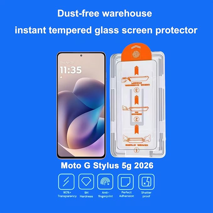 for Moto G Stylus 5G 2025/2026 Screen Protector with De-Bubble Card, 9H Hardness Military-Grade Shatterproof Protection Tempered Glass flim, Case Friendly, Anti-Scratch (2 PACK) - Image 2