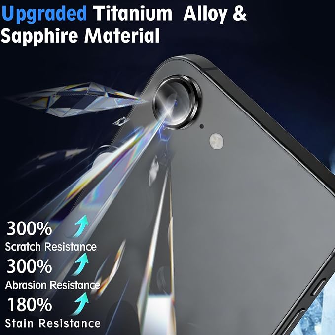 SiHPuoy 3pcs Camera Lens Protector for iPhone 17e/16e, Tempered Glass,Black | 9H+ Hardness, Military Grade Shatterproof, Anti-Scratch, Case Friendly, HD Metal Camera Cover, Does not Affect Night Shots - Image 4
