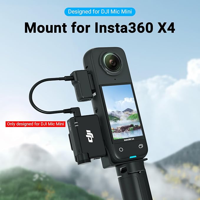 Insta 360 X4 DJI Mic Mini Mount, X4 Invisible Mic Bracket | for Insta360 X4 Accessories, Compatible with Insta360 X4 / X3（with 3.5mm Audio Cable） - Image 2