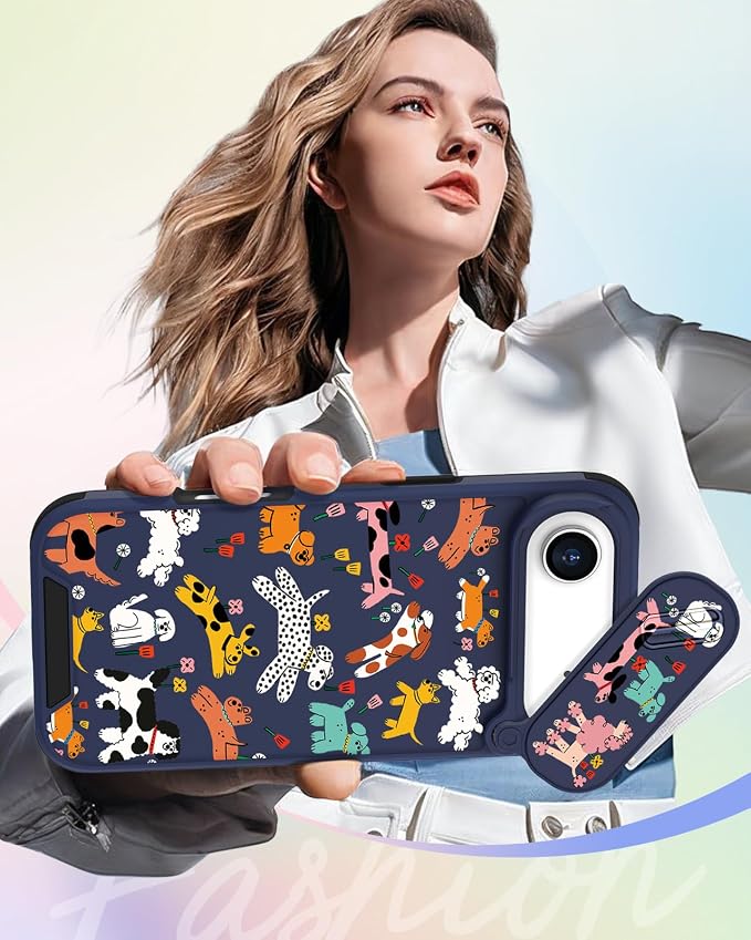 Buleens for iPhone 17 Air Case 6.5 Inch - with Ring Stand & Camera Cover Aesthetic Cute Designed for Women Girls Girly Cartoon Kawaii Dogs Phone Case for iPhone 17 Air Compatible with Magsafe - Image 6