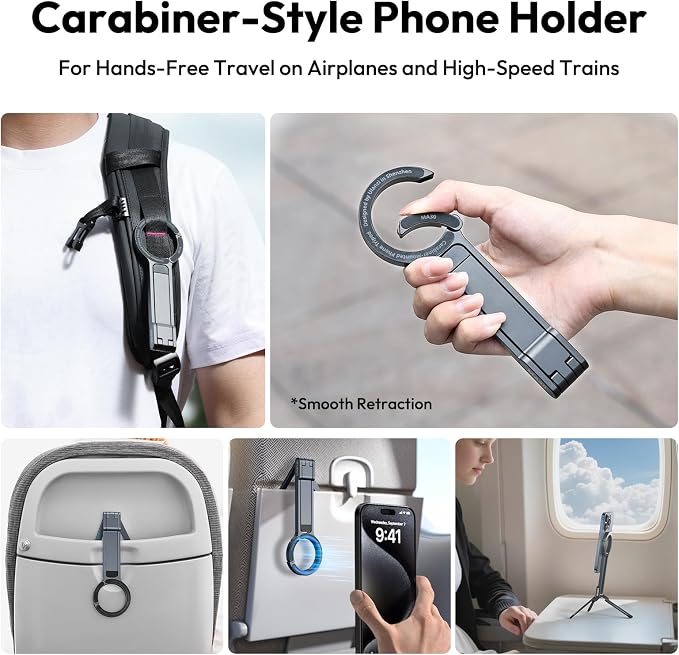 ULANZI MA30 Magnetic Phone Tripod Stand for iPhone-Aluminium Maglock Smartphone Mini Tripod Pocket Cell Phone Stand Strong Magnet Quick Mount Compatible with iPhone 17 16 15 14 13 12 Series, Dark Gray - Image 2