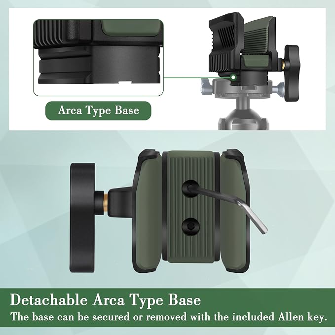 U-7 Shooting Saddle for Hunting Tripod, Aluminum Alloy Universal Rest Head Clamp Mount, Arca-Swiss Compatibility Base for monopod, Green - Image 5