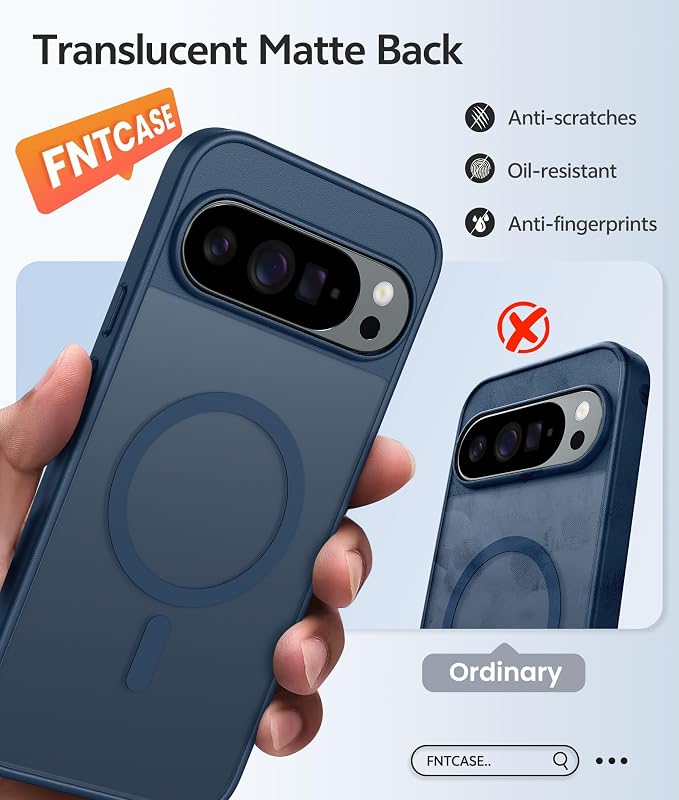 FNTCASE for Google Pixel 10 Pro XL / 9 Pro XL Case, Compatible with Magsafe | Screen Protector, Translucent Matte, 14FT Military Grade Drop Protection, Shockproof Protective Phone Cover, Blue - Image 6