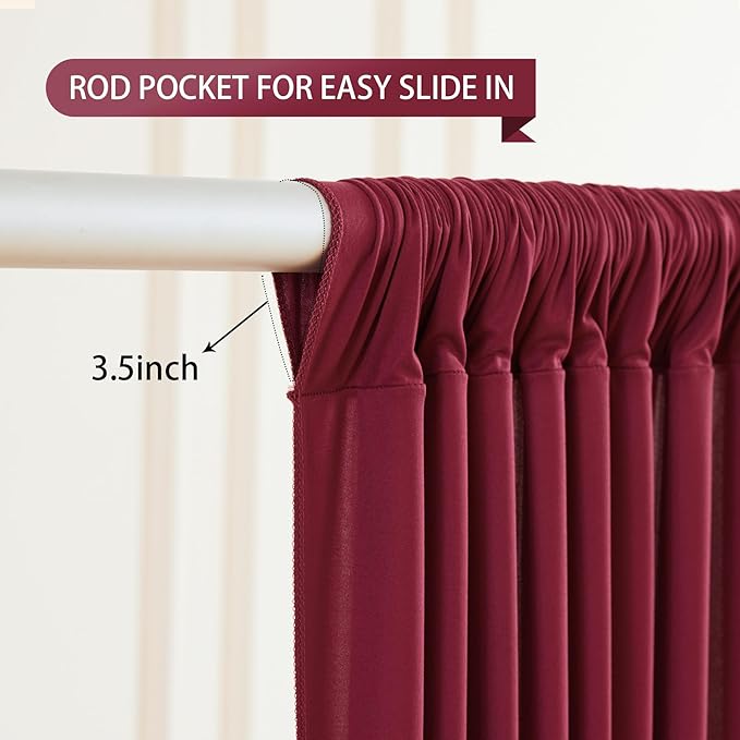 Burgundy Backdrop Curtain 2 Panels-Wrinkle-Free Champagne Curtains Polyester Photography Drapes for Baby Shower Birthday Party Photo Background Backdrop Stand- 8 X10FT (Burgundy) - Image 4