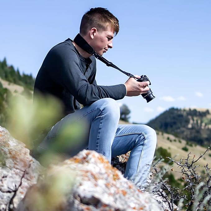 OP/TECH USA Super Classic Camera Strap – Padded Neoprene Neck Strap with Comfort-Stretch & Quick Disconnects | DSLR/SLR/Mirrorless Compatible – Black | Neoprene strap with Uni-Loop connectors and 43-inch length for cameras, binoculars and heavy equipment - Image 7