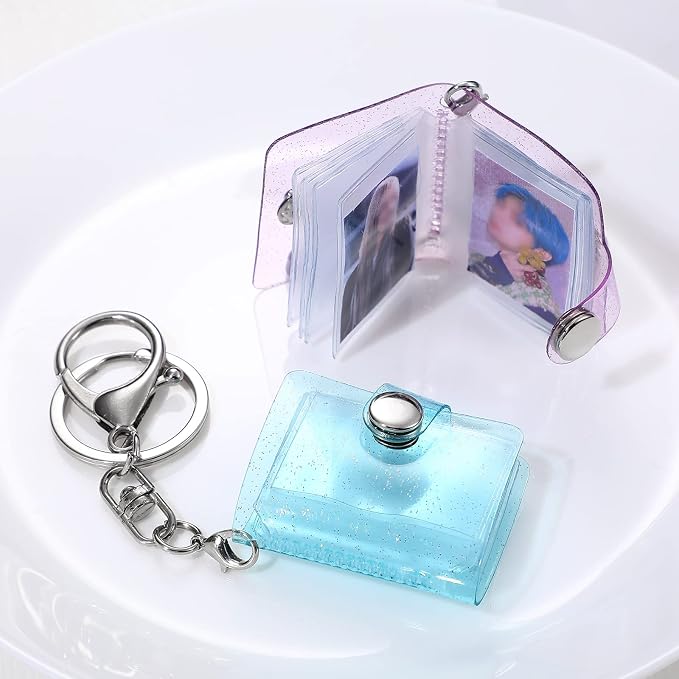 Crtiin 4 Pack 1 Inch Mini Small Photo Album 16 Pockets Photo Storage with Keychain Mini Album Keychain for Picture Card Holder Storage Book Wedding Anniversary Birthday - Image 6