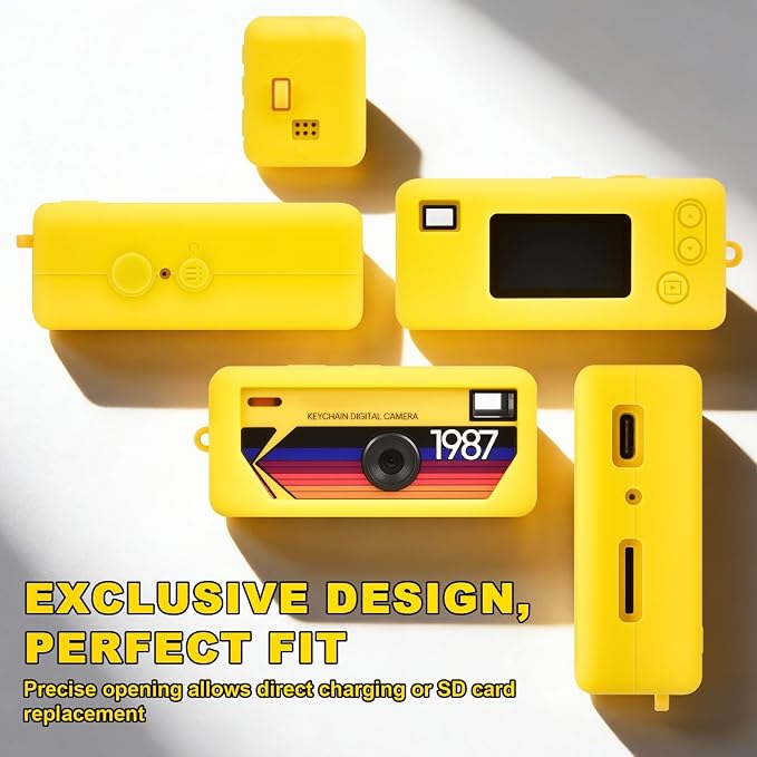 Silicone Case for Kodak CHARMERA Millennium Keychain Mini Digicam Blind Box | Soft Keychain Camera Sleeve, Precise Cutouts, Case-On Charging & SD Card Access, For Collectors & Daily Carry, Yellow - Image 3