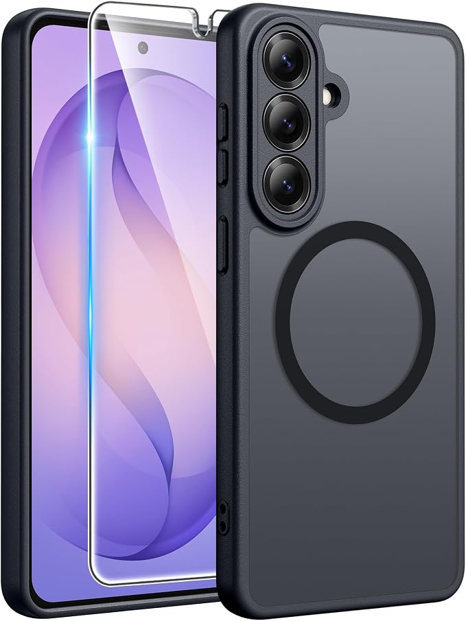 FNTCASE for Samsung Galaxy S26 Plus Case, Fit for Magsafe, Screen Protector | Full Camera Protection, Translucent Matte, 14FT Military Grade Drop Proof, Shockproof Protective Phone Cover, Black by FNTCASE