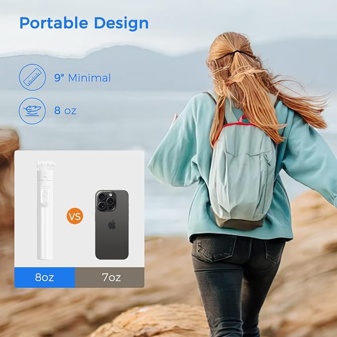 Selfie Stick Tripod for Phone with Remote Control & Holder, 50 Inch, White | Extendable Selfie Stick Travel for iPhone, iPhone Tripod for Video Recording - Image 5