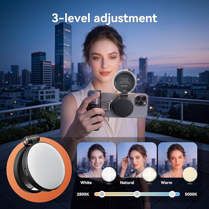 AMAZEAR Phone Camera Grip with Selfie Stick Tripod, Cellphone Accessories with Detachable Wireless Shutter Button for iPhone 16 17 Pro Max, Comfort Ergonomic Phone Handle Holder, Black with Light - Image 5