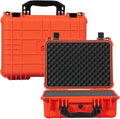 Jack Boss Waterproof Hard Camera Case with Pre-cut Foam,Orange | Portable Protective Hard Shell Case With Updated Plastic Material,Fit Drones,Camera,Equipments,16x12.8x6.8 Inch by JACKBOSS