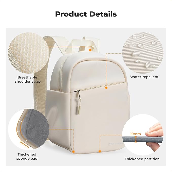 K&F CONCEPT Camera Backpack, Lightweight Compact Camera Bag 5L | Water-Resistant, Dividers, 9.7in Tablet Compartment, Quick Access, Street & Urban, Men & Women, for Canon/Nikon/Sony, Beige - Image 6