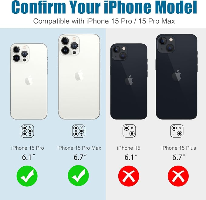 AGVEE 3+3 6 Pack for iPhone 15 Pro & Max Camera Lens Protector Cover | Individual Bling Diamond & Bling Glitter Sparkle Cute Gem Metal Ring, 9H Tempered HD Glass - Image 2