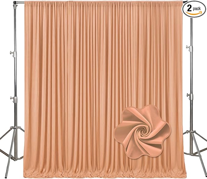 10ft x 10ft Khaki Backdrop Curtains for Parties, Polyester Fabric Backdrop Drapes with Rod Pockets for Weddings, Birthday, Halloween, Photography, Christmas Party Background Curtain, 2 Panels by Tisspoms